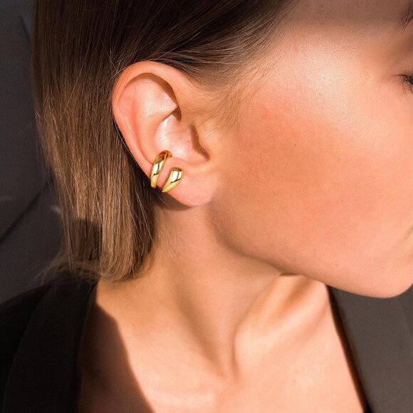 Gold Plated Copper Non Piercing Ear Cuffs for Women - Trendy, Hypoallergenic, Cl - Picture 6 of 6